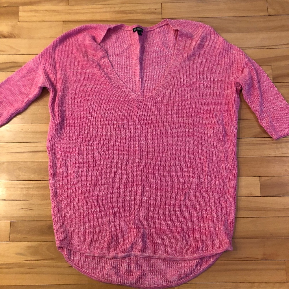 Express Pink V-Neck Sweater